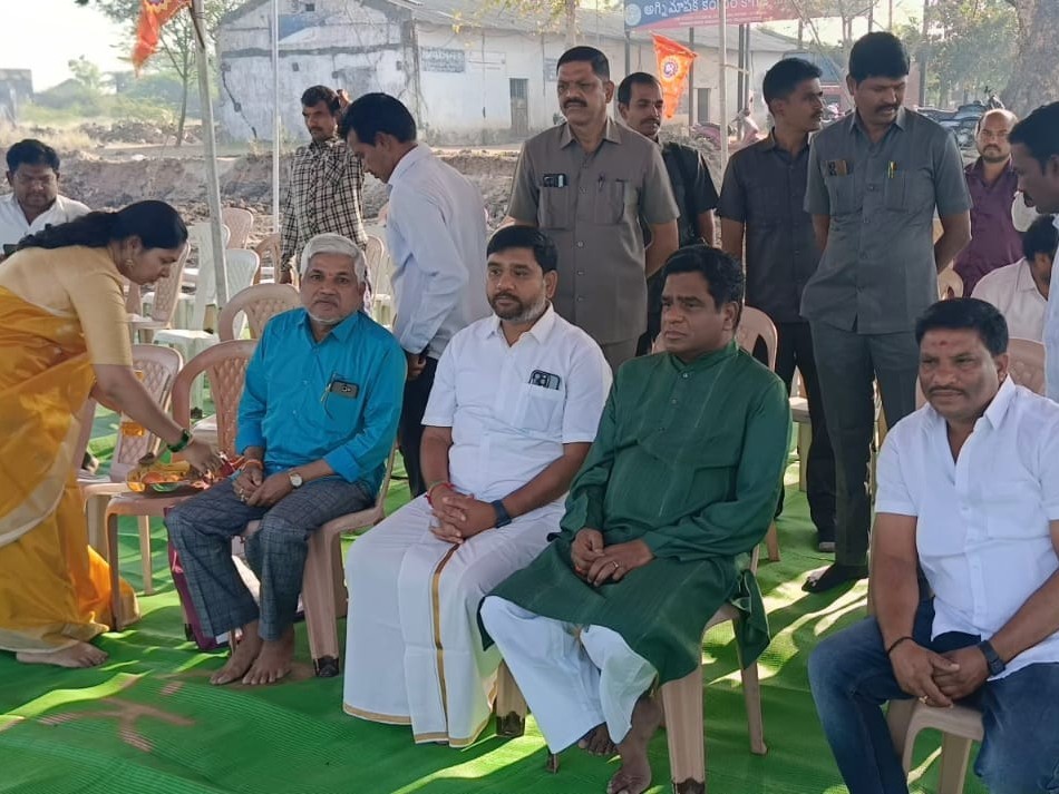 ఆలయ పునఃనిర్మాణ భూమి పూజలో పాల్గొన్న MLA, MLC