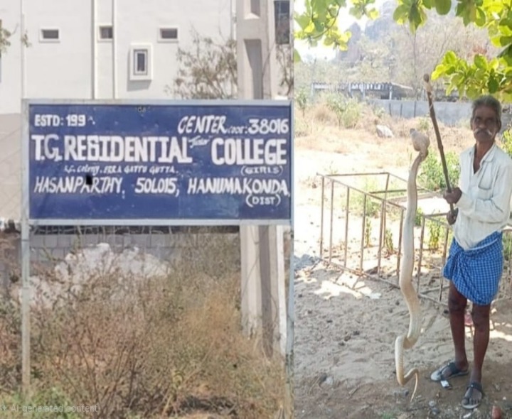 గురుకుల కాలేజీలో ఆరు అడుగుల నాగుపాము కలకలం