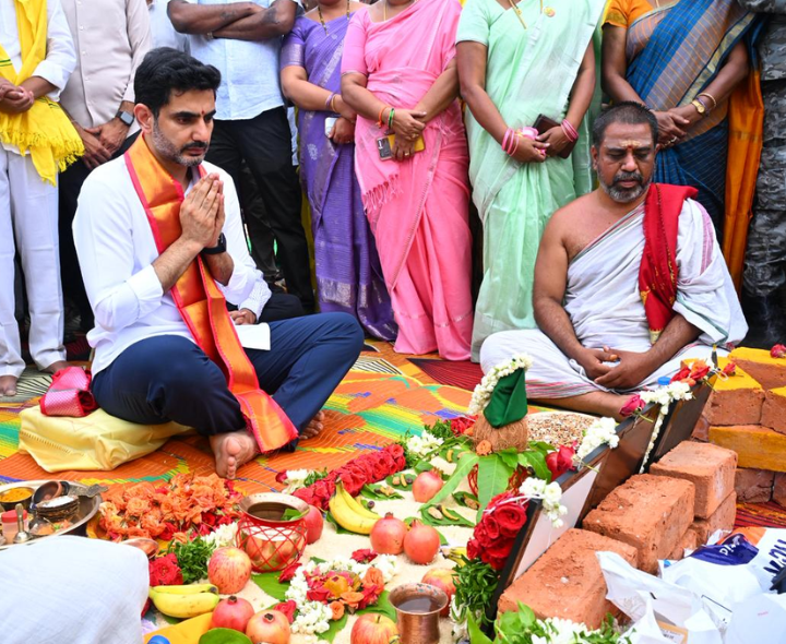 తాడేపల్లి రిటైనింగ్ వాల్‌కు లోకేష్ శంకుస్థాపన