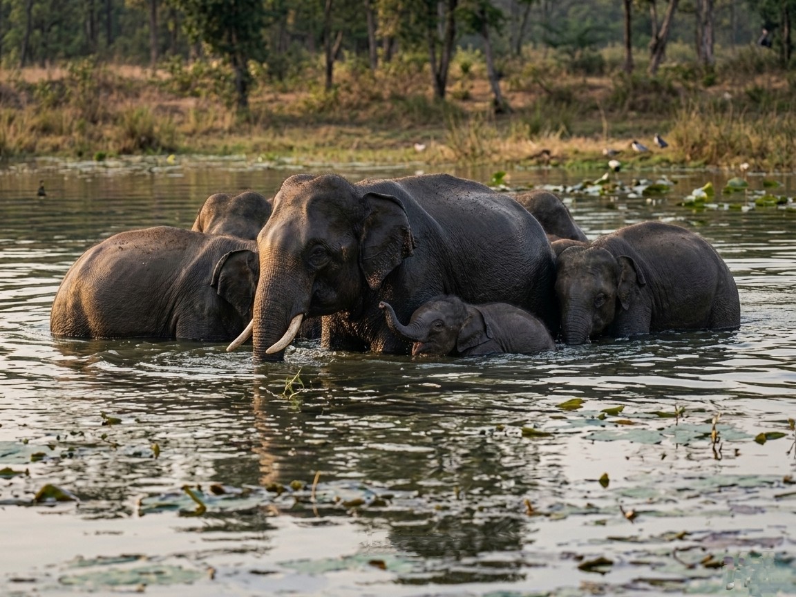 తామరచెరువుకు చేరిన ఏనుగుల గుంపు