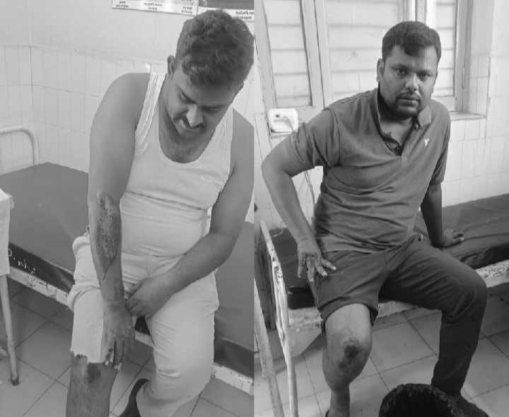 రోడ్డు ప్రమాదంలో ఇద్దరు కానిస్టేబుళ్లకు గాయాలు