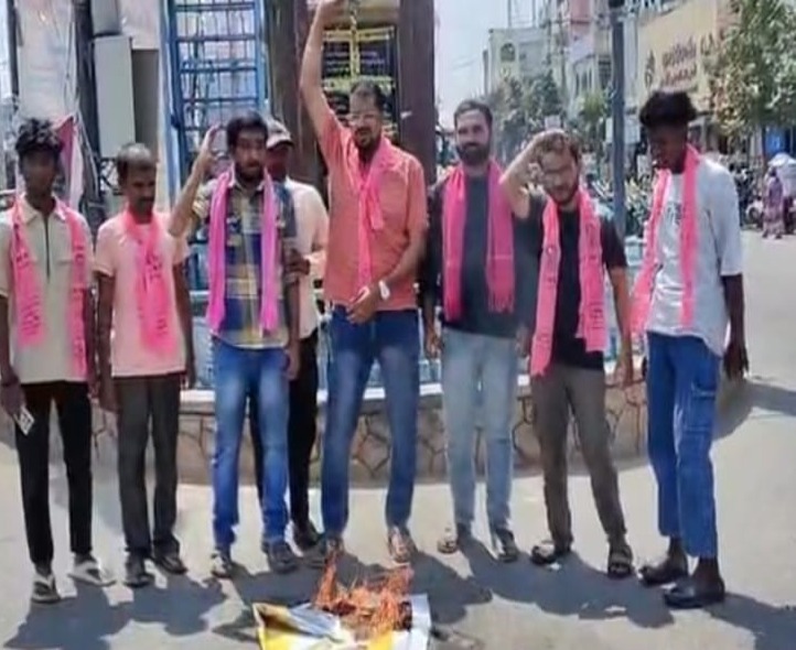 టీడీపీ ఎంపీల ఫ్లెక్సీలు దహనం