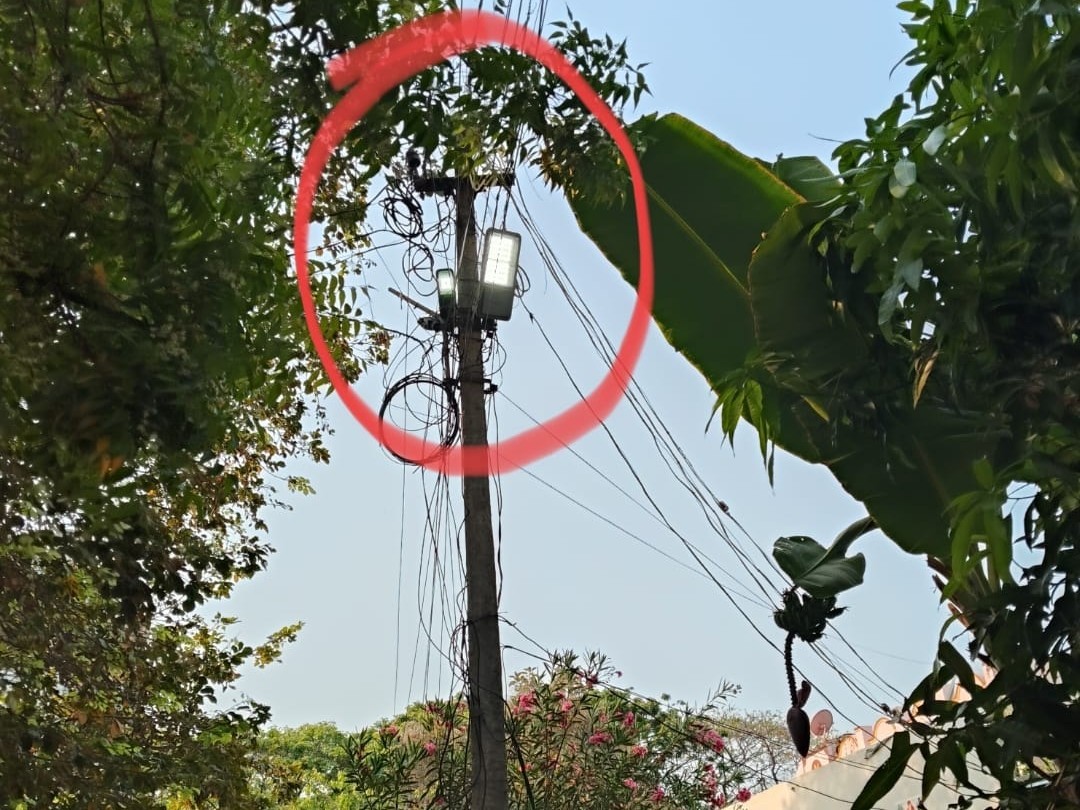 పట్ట పగలు వెలుగుతున్న వీధి దీపాలు