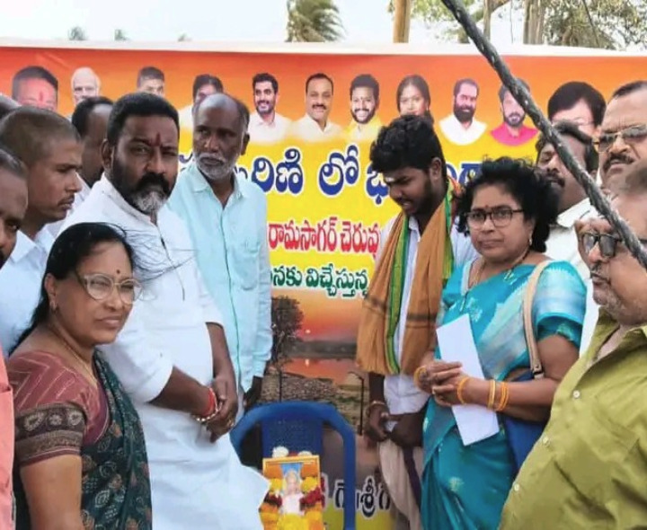 రామసాగరం చెరువు సుందరీకరణకు శంకుస్థాపన