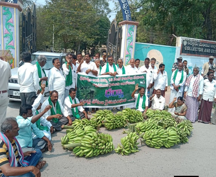 గిట్టుబాటు ధర కల్పించాలని కలెక్టరేట్ వద్ద ధర్నా
