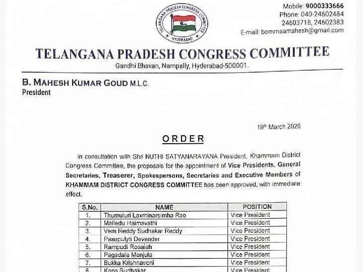 జిల్లా కాంగ్రెస్ నూతన కార్యవర్గం ఖరారు