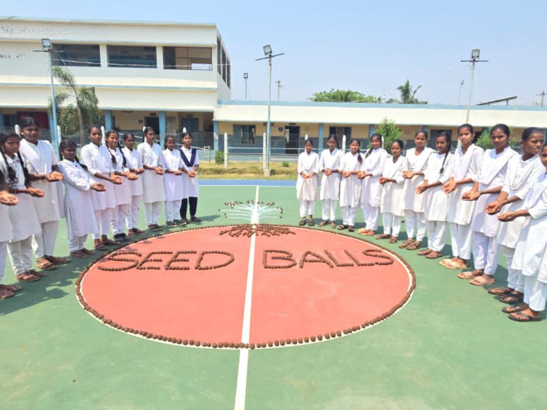హైస్కూల్‌లో సీడ్ బాల్స్ తయారీ