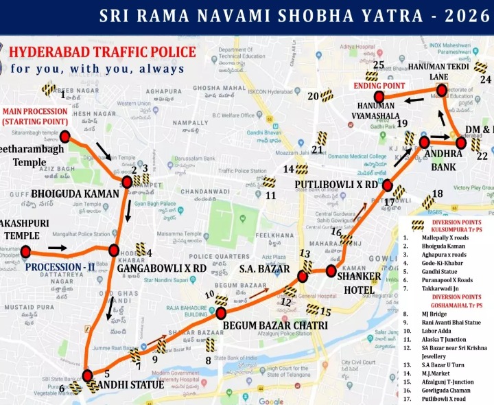 రేపు ఈ ప్రాంతాల్లో ట్రాఫిక్ మళ్లింపులు