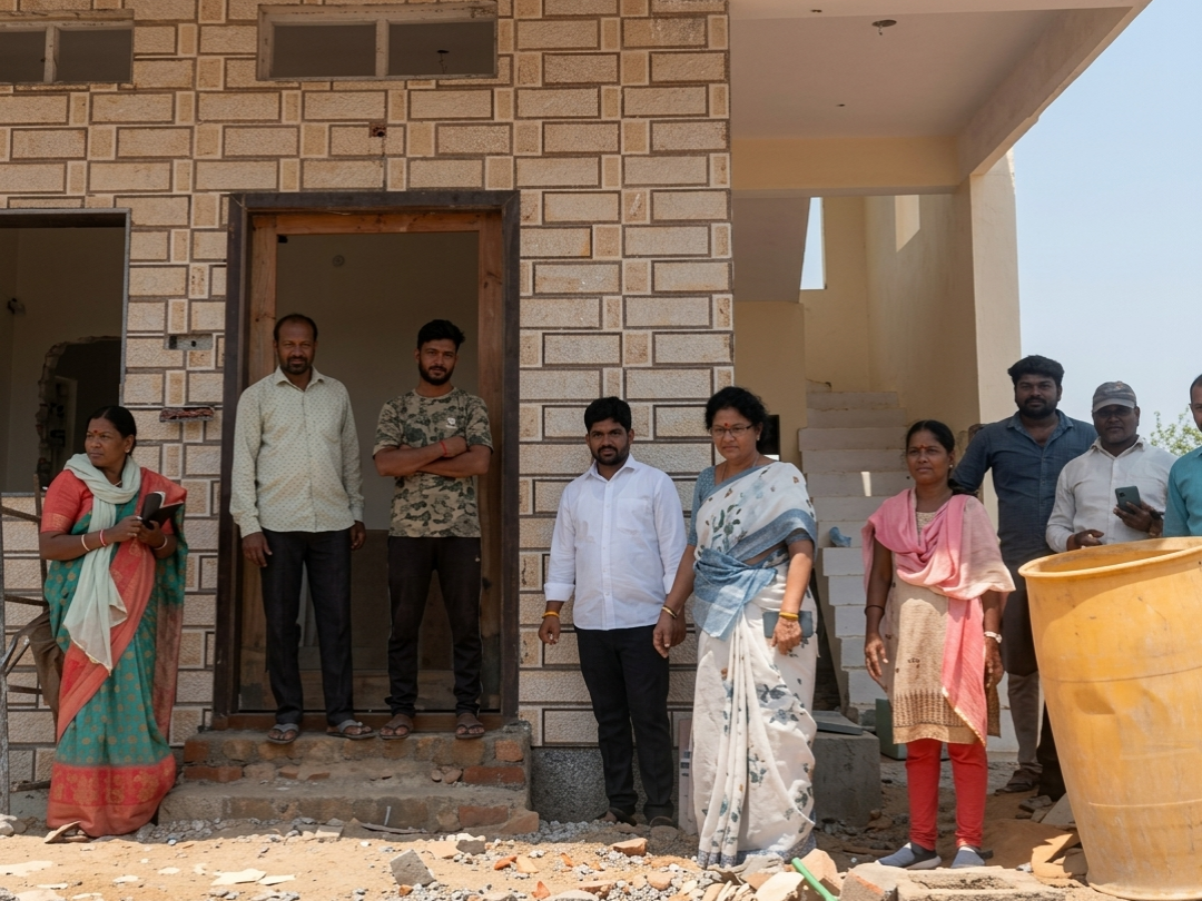 ఇందిరమ్మ ఇళ్లను తనిఖీ