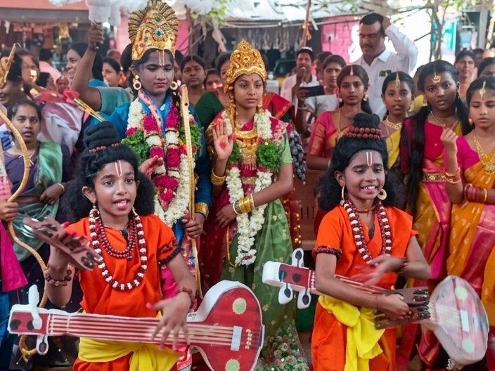 దేవతామూర్తుల వేషధారణలో చిన్నారులు