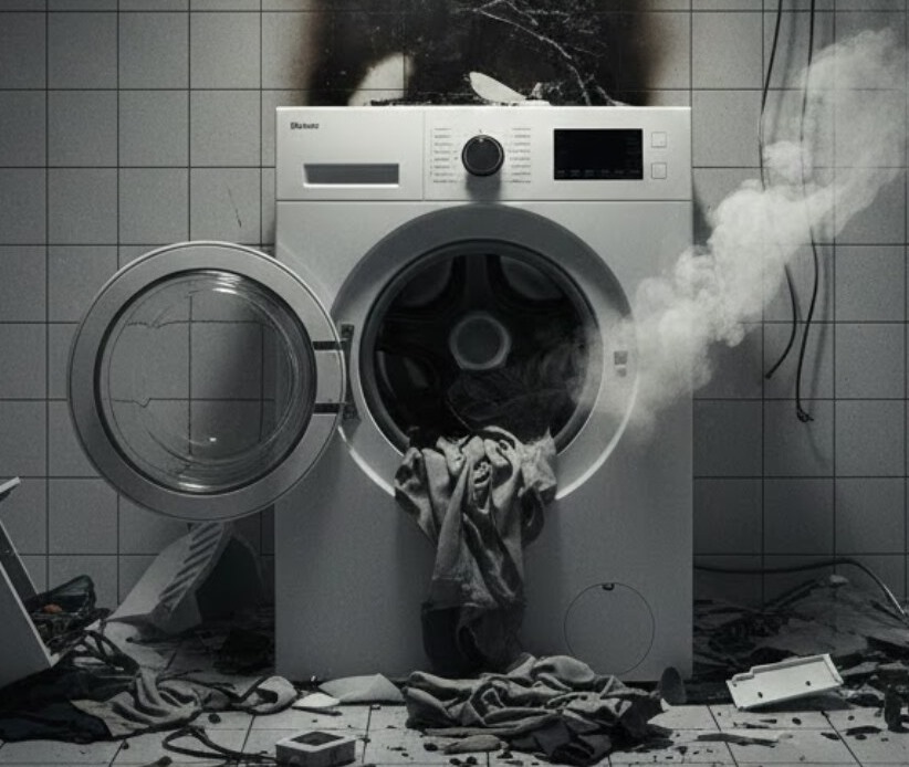 అపార్ట్ మెంట్‌లో పేలిన వాషింగ్ మెషీన్