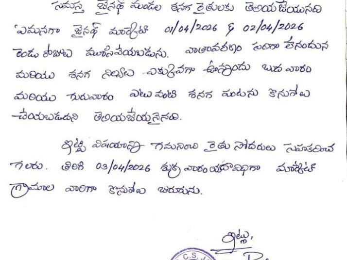 రెండు రోజుల పాటు శనగల కొనుగోళ్లు నిలిపివేత