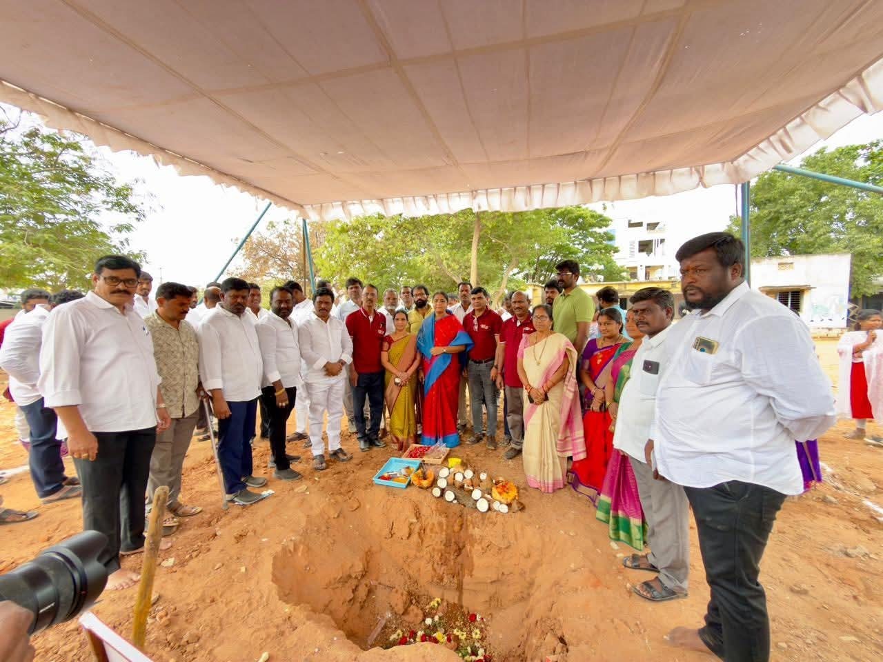 పాఠశాల భవనానికి MLA భూమి పూజ