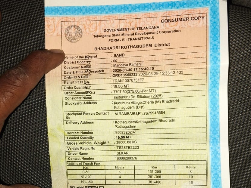 డీడీ లేకుండా ఇసుక రవాణా.. అక్రమార్కుల దందా.!