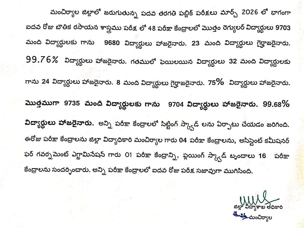 సజావుగా జరుగుతున్న పదవ తరగతి పరీక్షలు