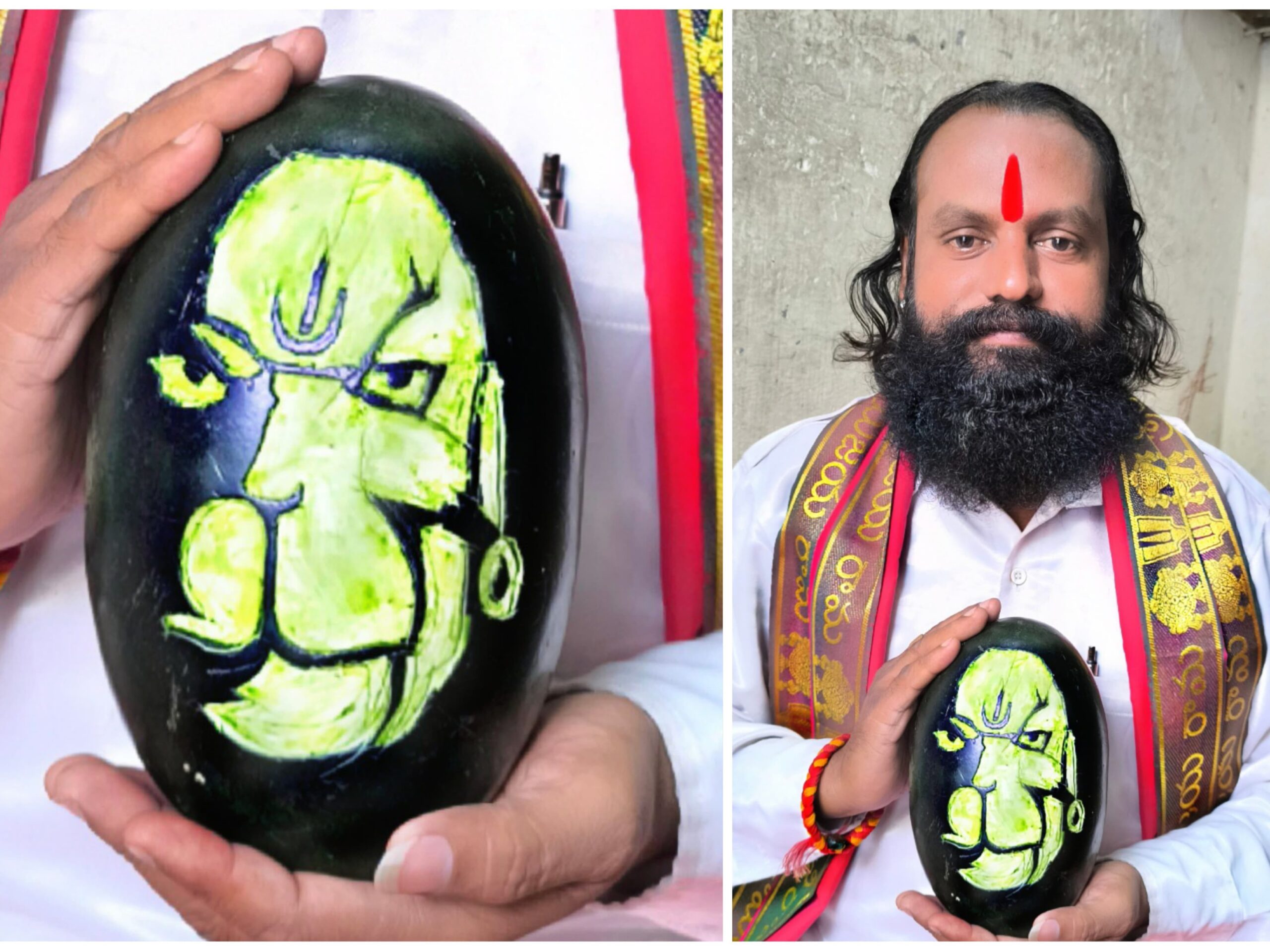 కర్బుజా కాయపై హనుమాన్ ప్రతిరూపం