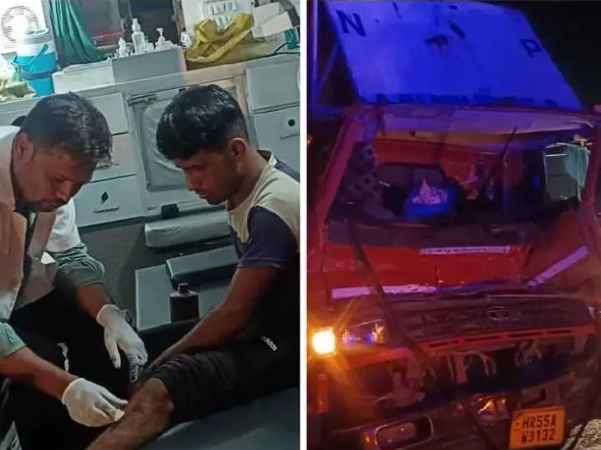 రోడ్డు ప్రమాదం.. డ్రైవర్‌కు తీవ్ర గాయాలు