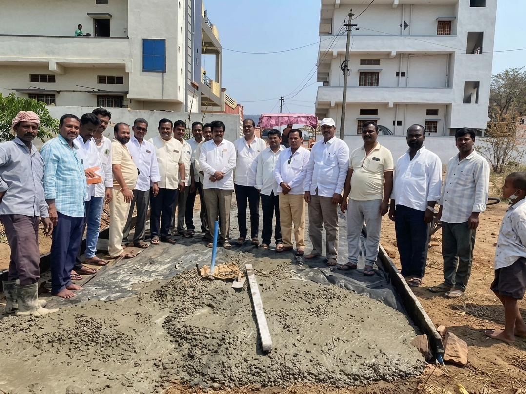 కాలనీలో సీసీ రోడ్డు ప్రారంభం