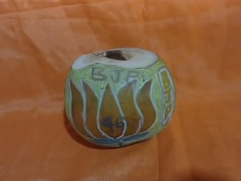 బీజేపీ ఆవిర్భావ: కొబ్బరి బోండాపై కమలం చిత్రం