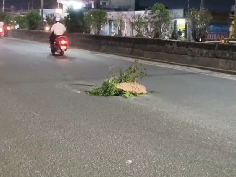 కృంగిన రోడ్డు పట్టించుకోని అధికారులు