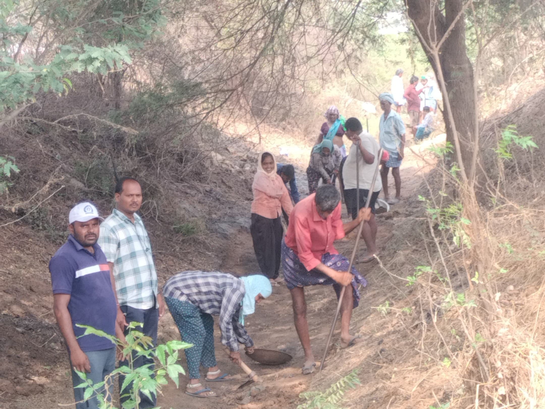 ఉపాధి హామీ పనుల పరిశీలన చేసిన సర్పంచ్