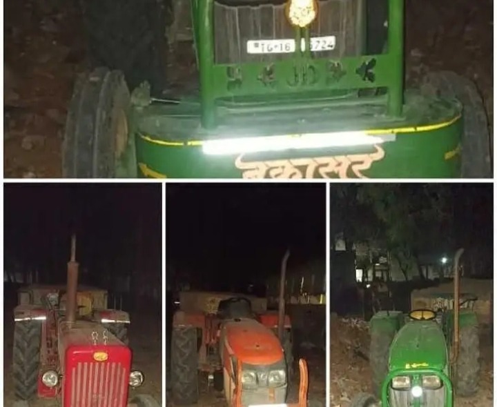 నాలుగు ఇసుక ట్రాక్టర్లు సీజ్