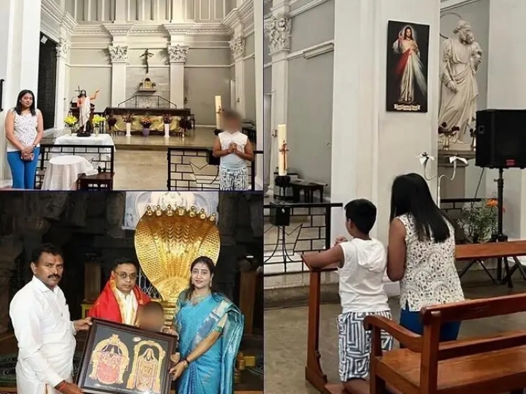 చర్చిలో TTD బోర్డు సభ్యుడి భార్య ప్రార్థనలు!