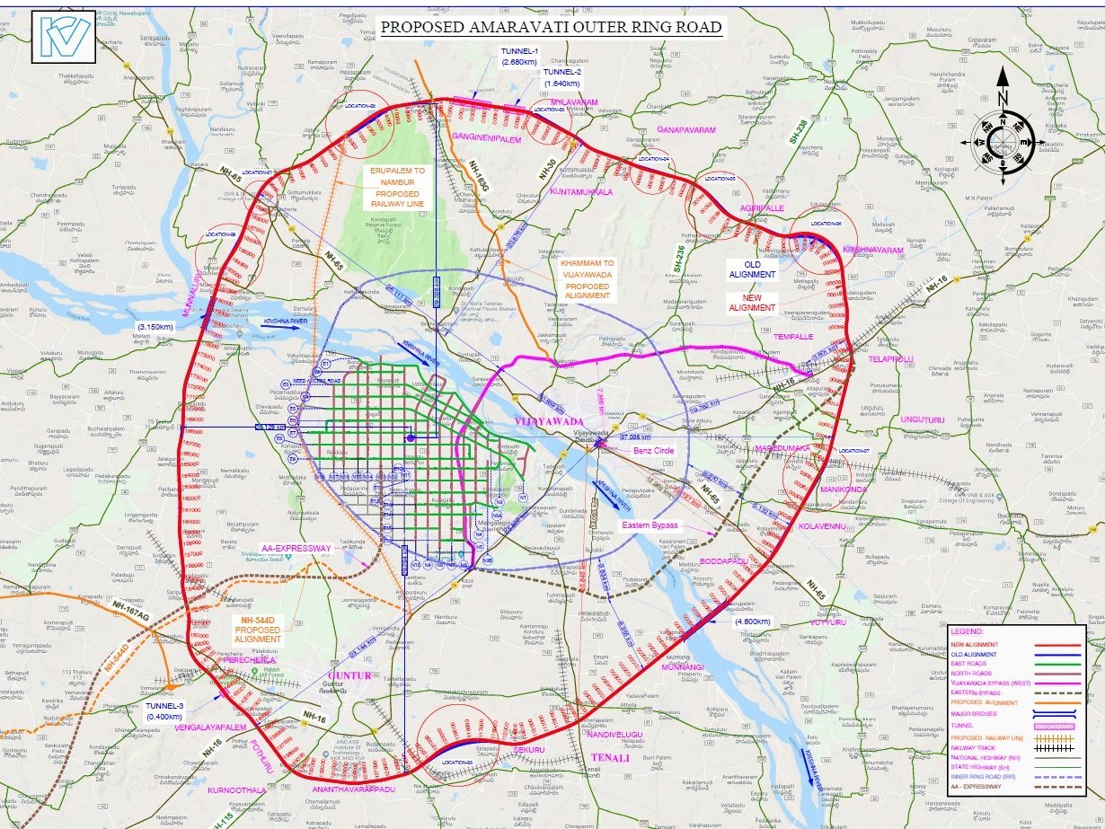 అమరావతి వోఆర్ఆర్‌లో 19 ఇంటర్‌చేంజ్‌లు