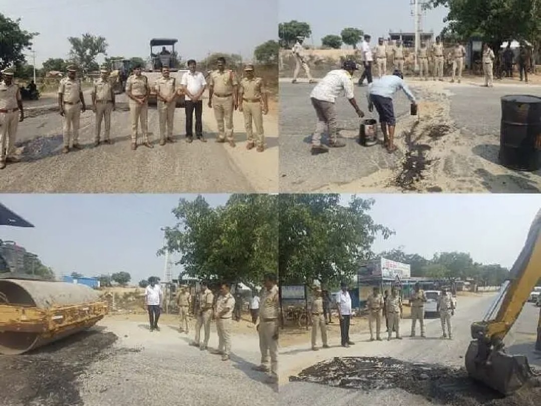 రోడ్డు గుంతల పూడ్చివేత.. వాహనదారులకు ఊరట