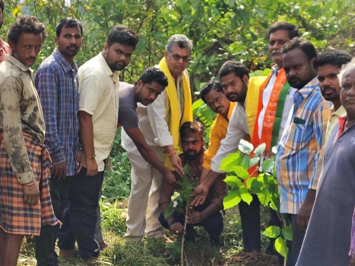 మొక్కలు నాటిన కూటమి నాయకులు