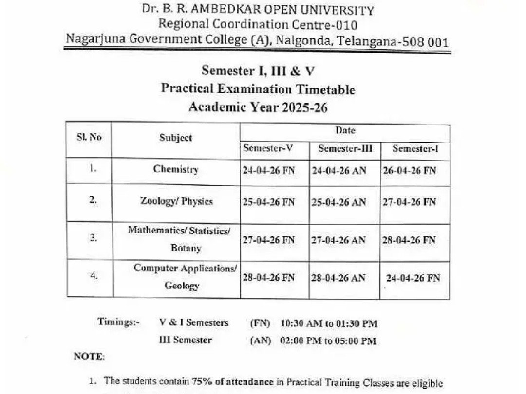 ఎగ్జామ్ షెడ్యూల్ విడుదల