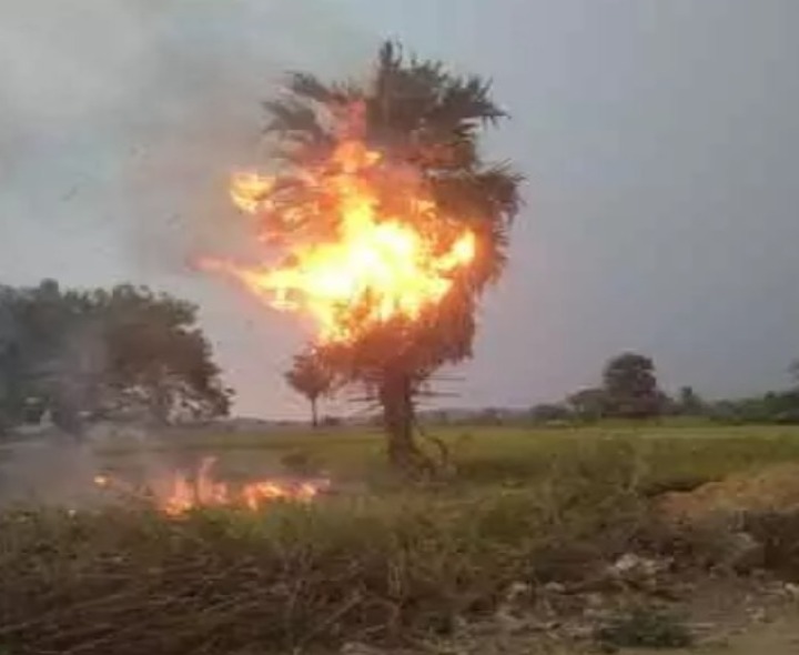 పిడుగుపాటుతో తప్పిన పెను ప్రమాదం