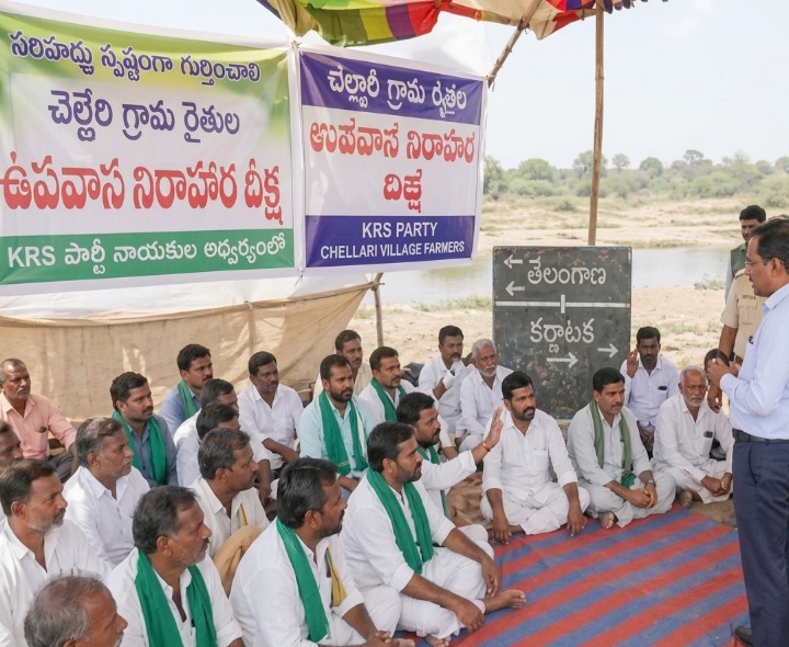 సరిహద్దు ఇసుక వివాదం ర్ణాటక రైతులు సత్యాగ్రహం