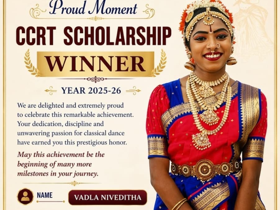 క్లాసికల్ డాన్సర్‌కు వరించిన CCRT స్కాలర్షిప్
