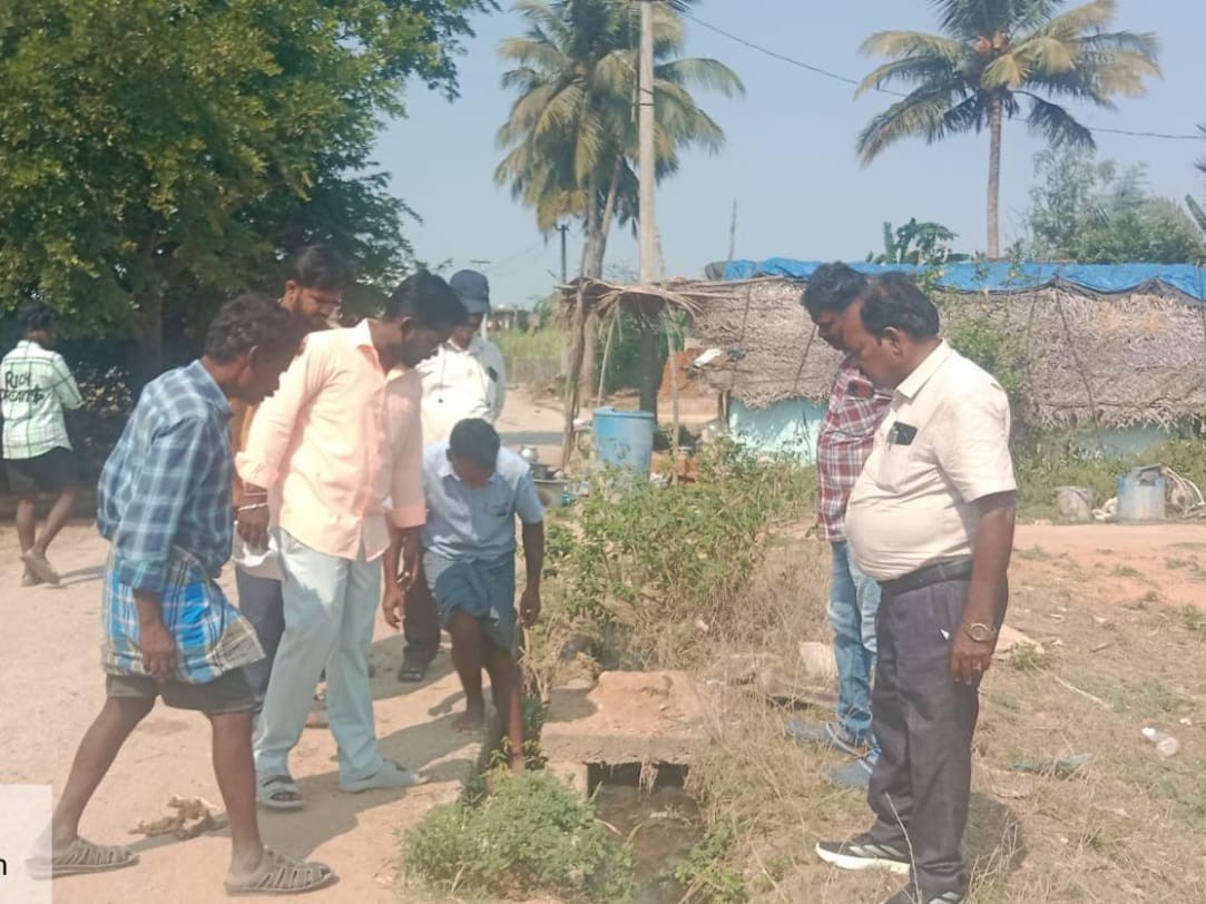 పారిశుద్ధ్య పనుల పరిశీలించిన ఎంపీడీవో