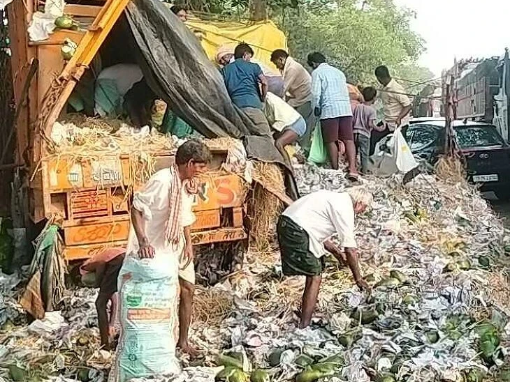 దమ్మాయిగూడెం వద్ద రెండు లారీలు ఢీ