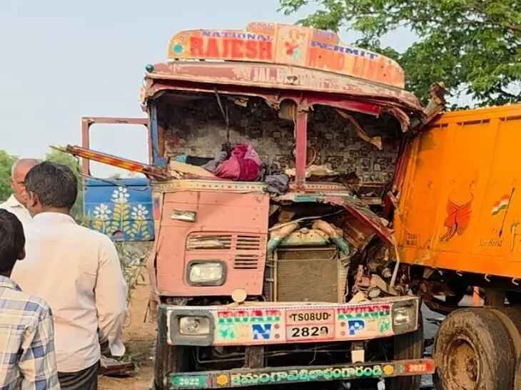 రాజీవ్ రహదారిపై రెండు లారీలు ఢీ