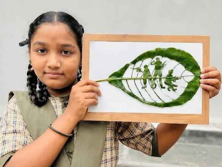 బాదం ఆకుపై సైనికుల చిత్రాలు