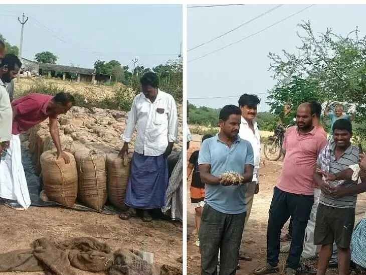 వర్షానికి తడిసిన ధాన్యంతో రైతుల ఆందోళన
