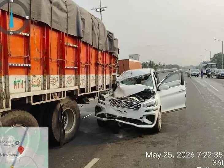 యాక్సిడెంట్.. లారీని ఢీకొట్టిన కారు
