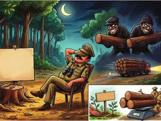కమ్మర్పల్లి అడవుల్లో కలప మాఫియా దందా
