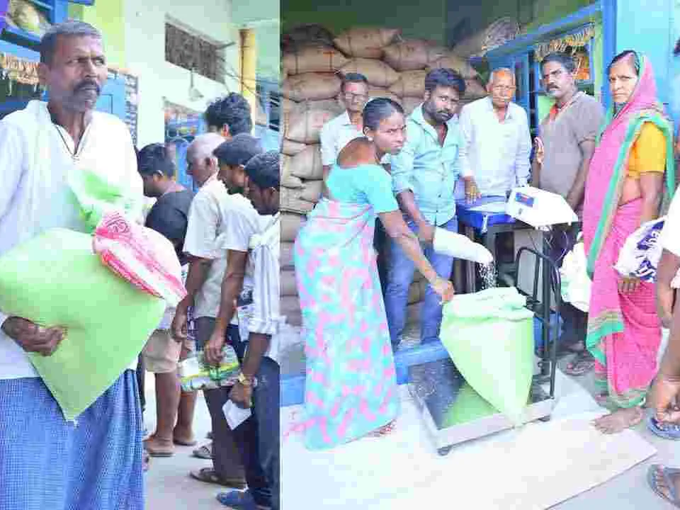 ఉచిత బియ్యం పంపిణీ ప్రారంభం
