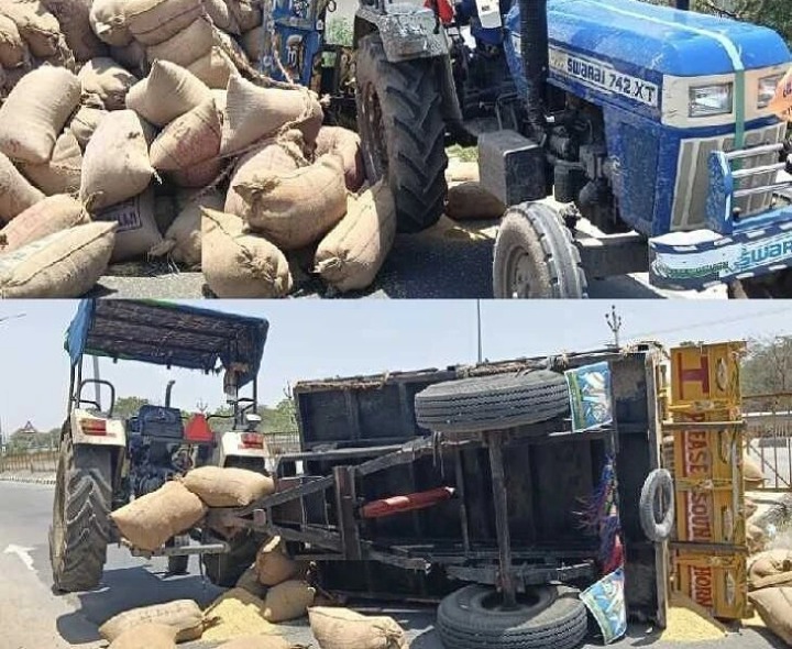 ట్రాక్టర్ బోల్తా.. తప్పిన పెను ప్రమాదం